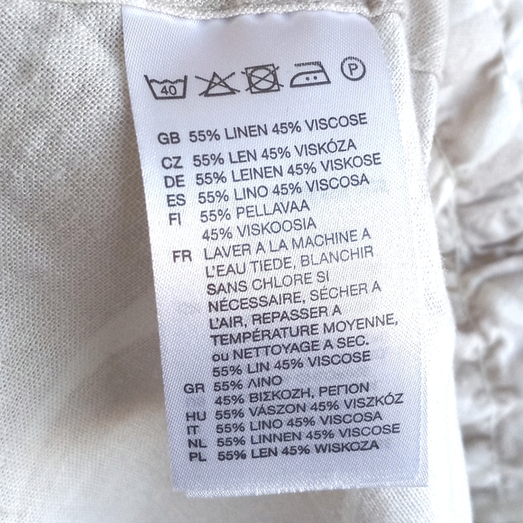 Gorgeous Sandstone / Beige Linen Blend Skirt Abstract 60s Design 8 - Picture 8 of 12